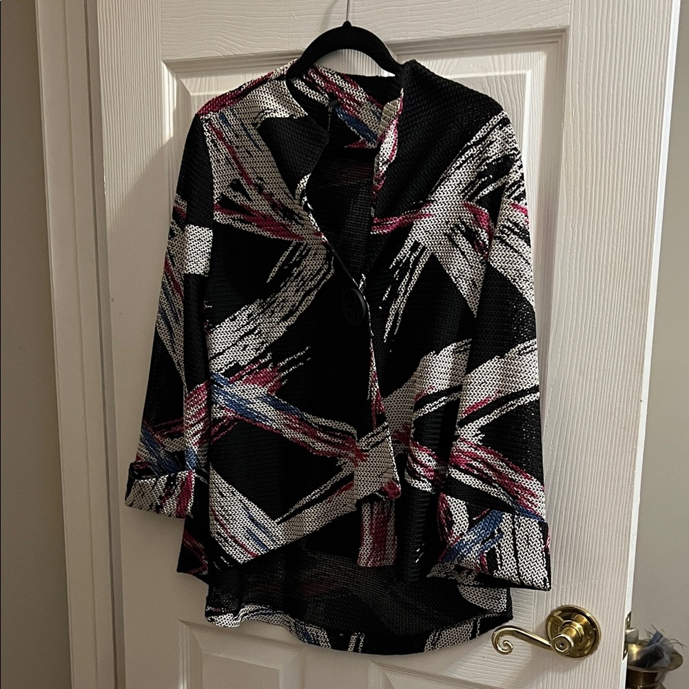 Ic Collection Black Abstract Pattern Jacket - image 1